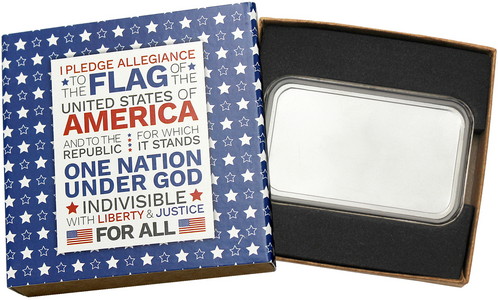 SilverTowne Natural Kraft Paper Gift Box w/Pledge of Allegiance Box Sleeve & Cap - Product Packaging [Add $7.00]